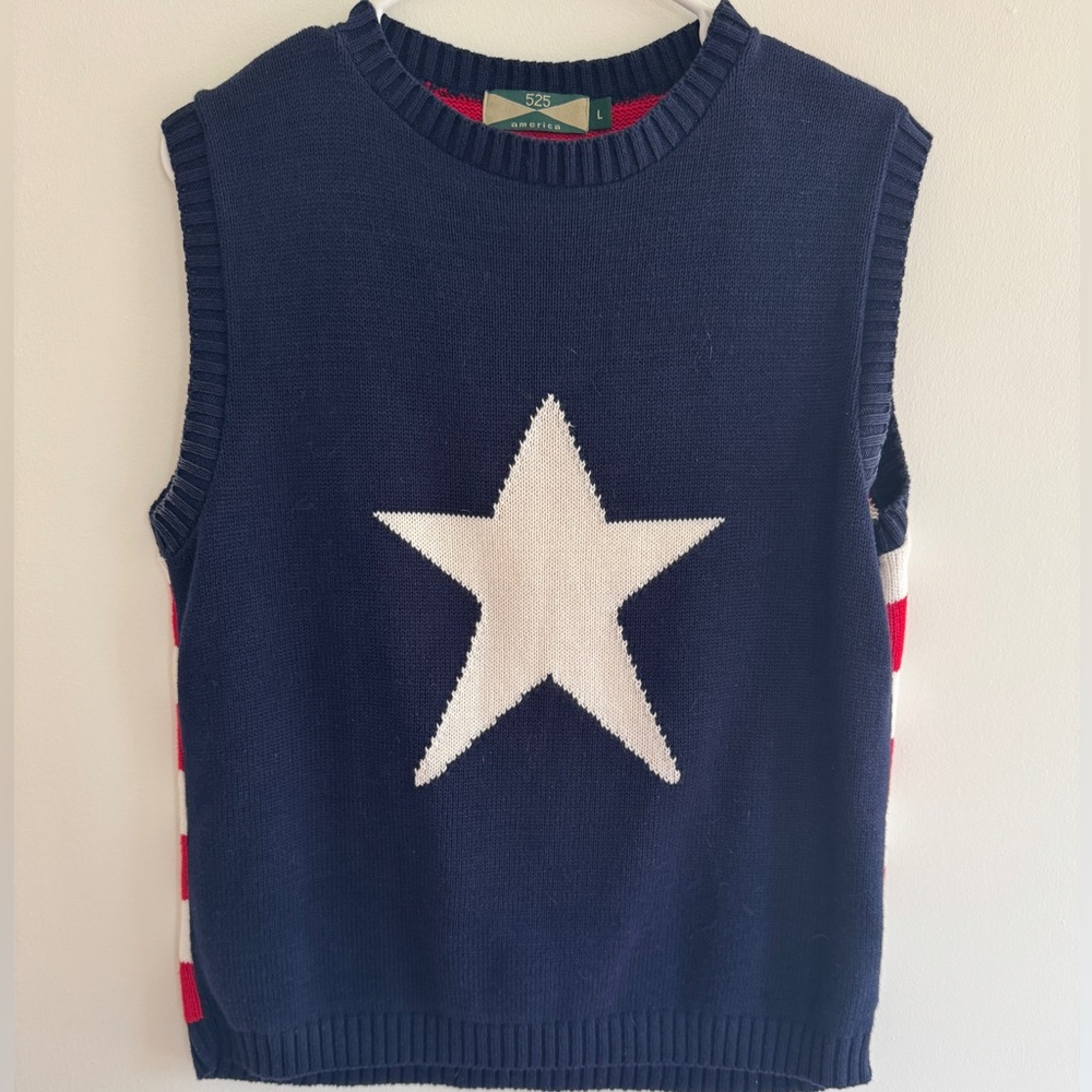 Women’s Vintage Made in USA Star Sleeveless Sweater - 100% Cotton